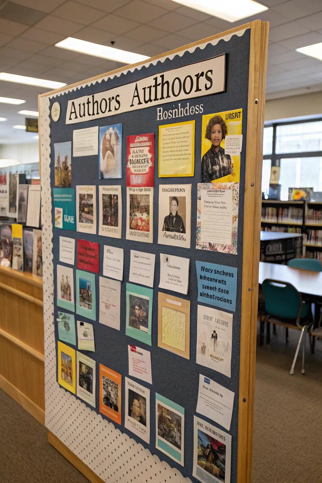 An inspiring Autumn Authors' Corner-themed bulletin board.