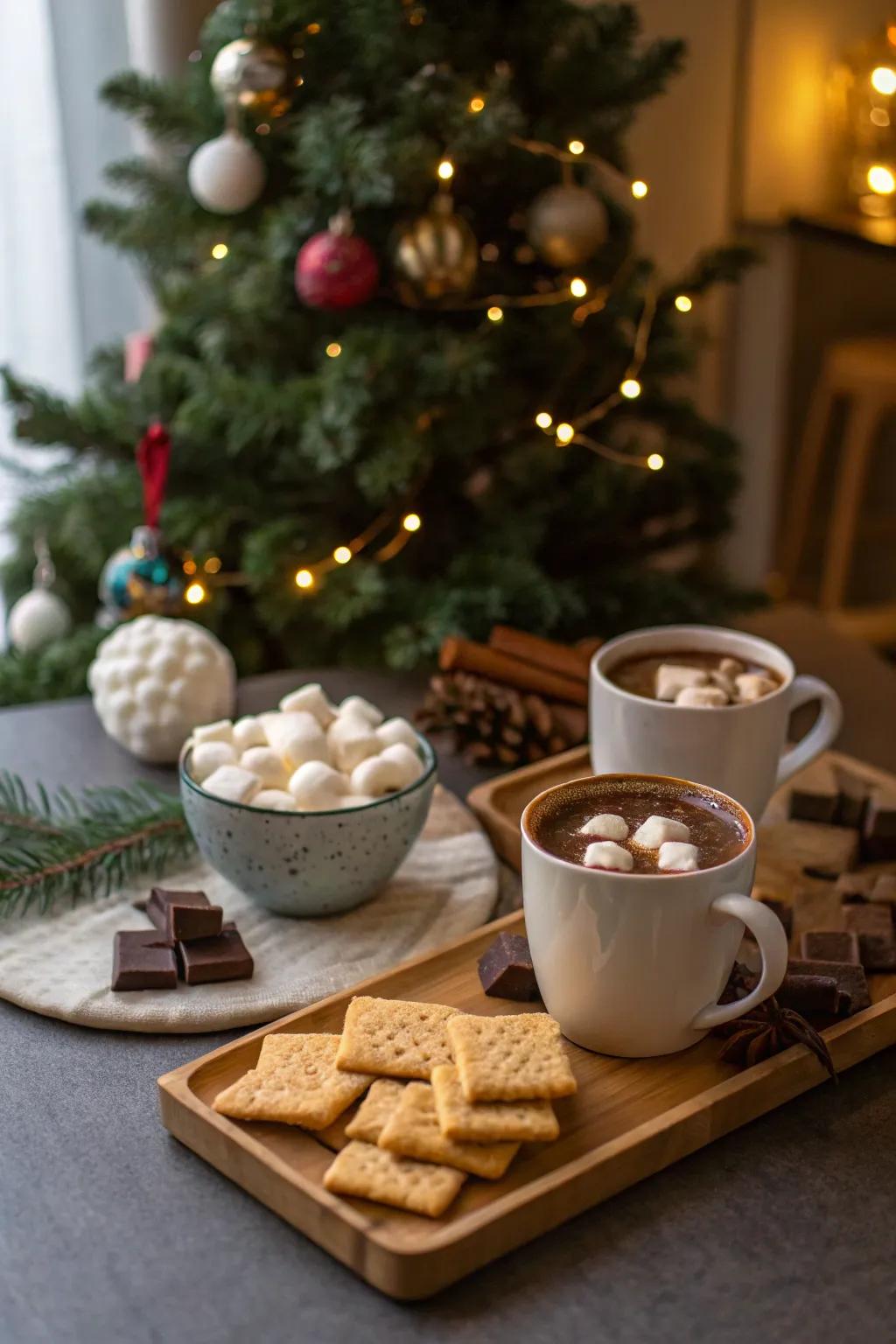 Enjoy the delightful combination of s'mores and hot chocolate.