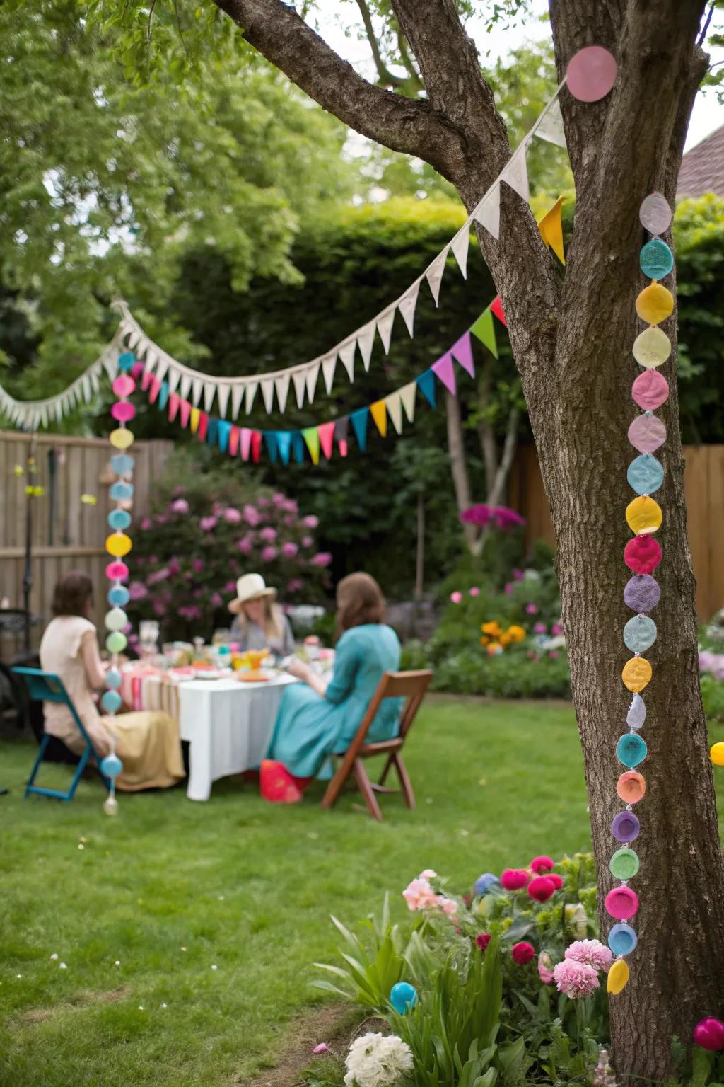 Felt garlands enhance the charm and ambiance of outdoor gatherings.