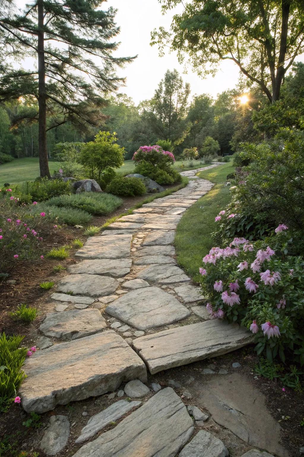 Natural stone slabs offer a beautifully organic path.