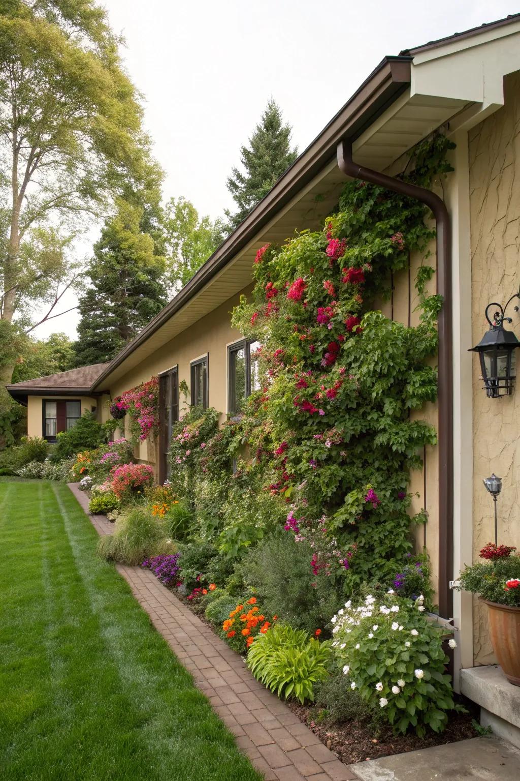 A garden wall adding lush greenery.