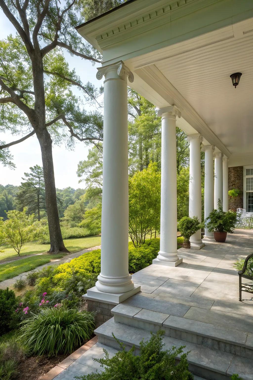 Seamless integration of columns with landscapes creates harmony.