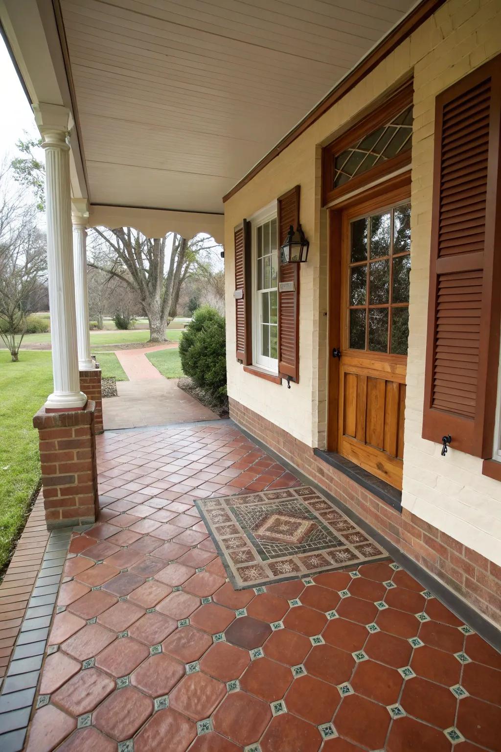 Quarry tiles are a durable and timeless option for any porch.