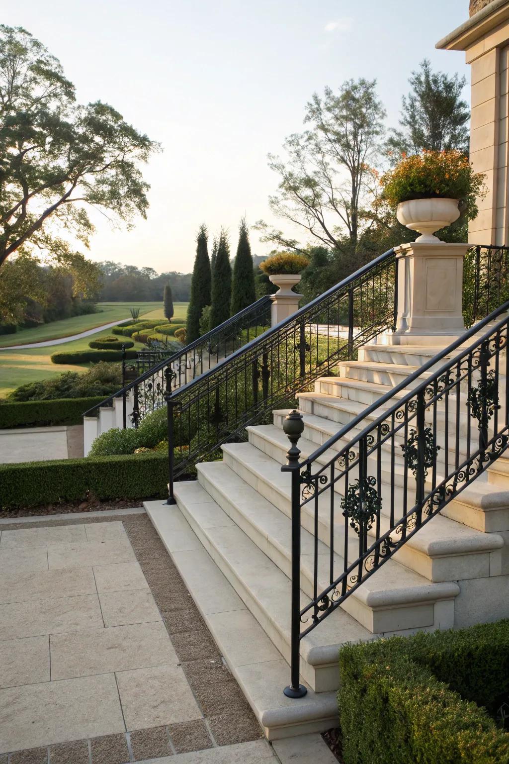 Stylish railings add safety and elegance to your front steps.