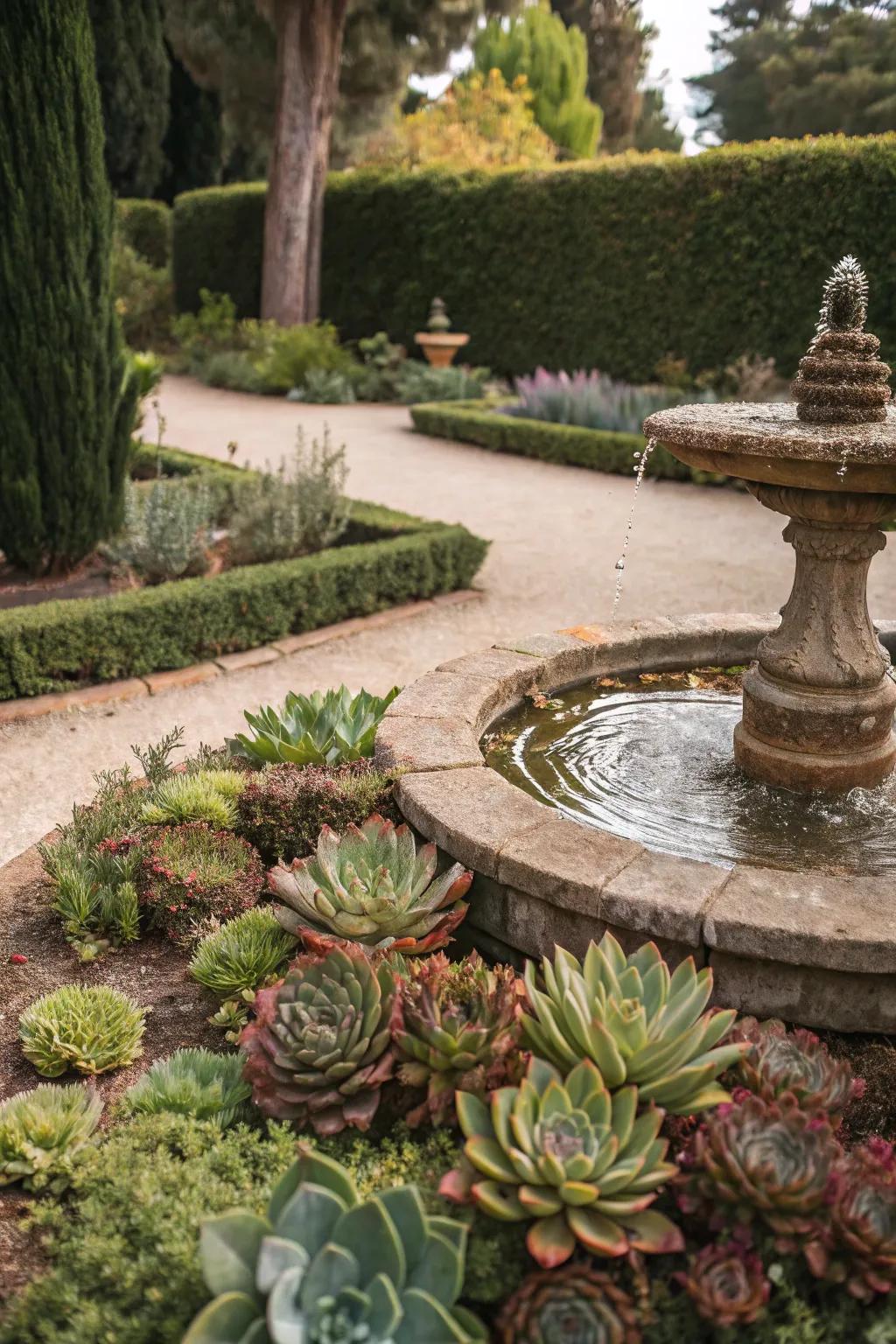 Fountains add tranquility and interest.