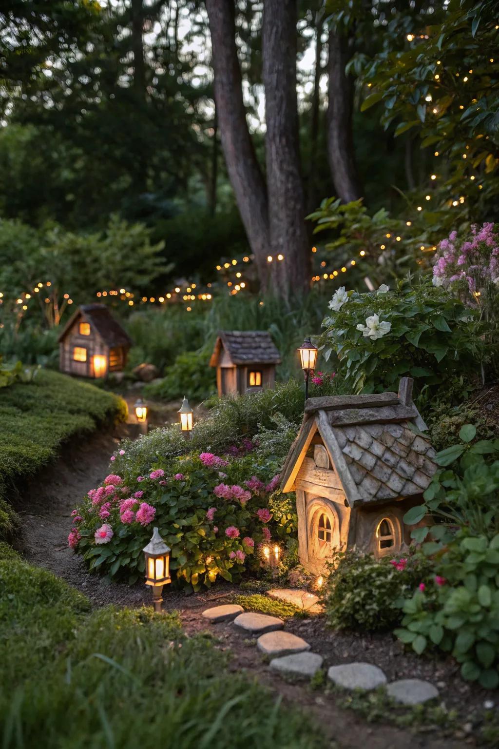 Add fairy tale magic with solar fairy houses.