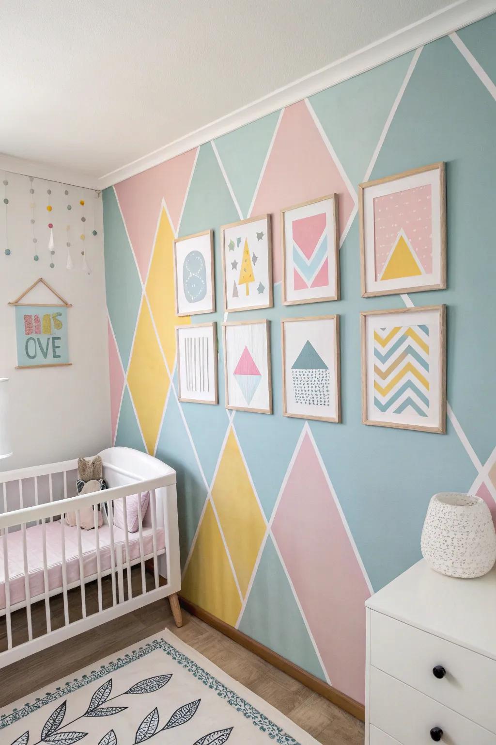 Pastel geometrics bring a gentle and calming vibe to any room.