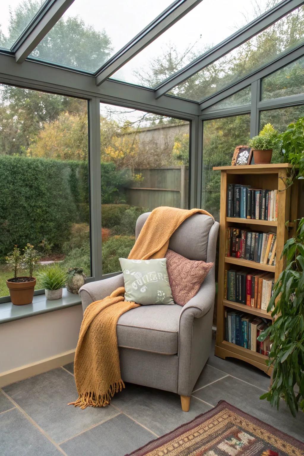 A cozy reading nook basking in natural light.