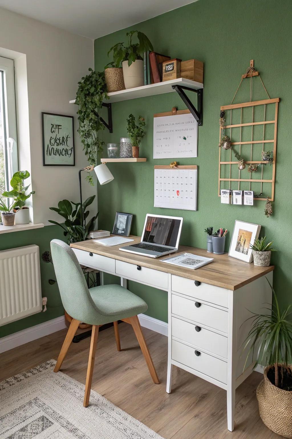 Green elements in workspaces boost focus and productivity.
