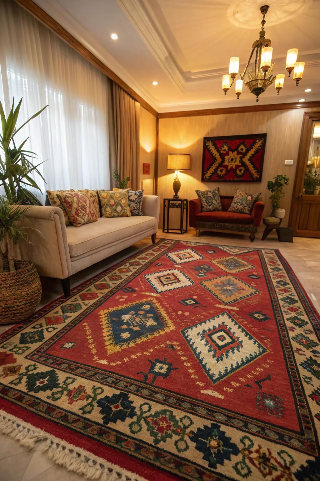 Rugs are perfect for adding texture and creating cozy areas.