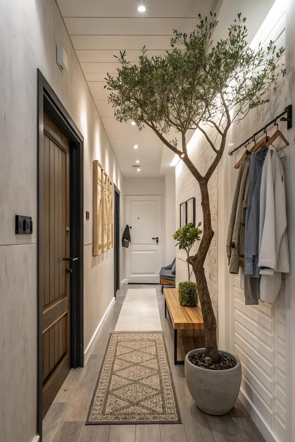 Perfect for small spaces, a narrow hall tree.