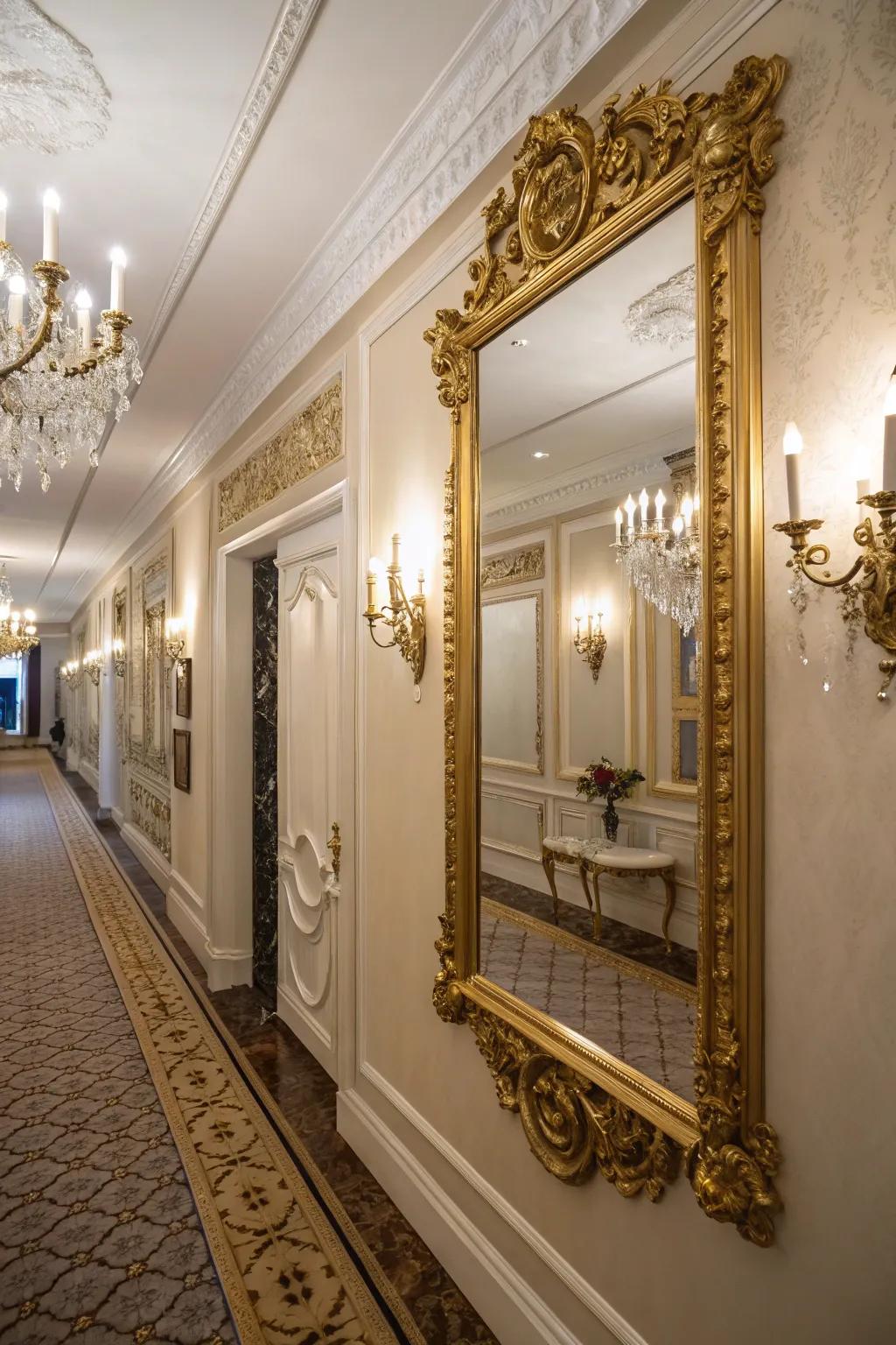 Gold mirrors add a touch of luxury and sophistication.