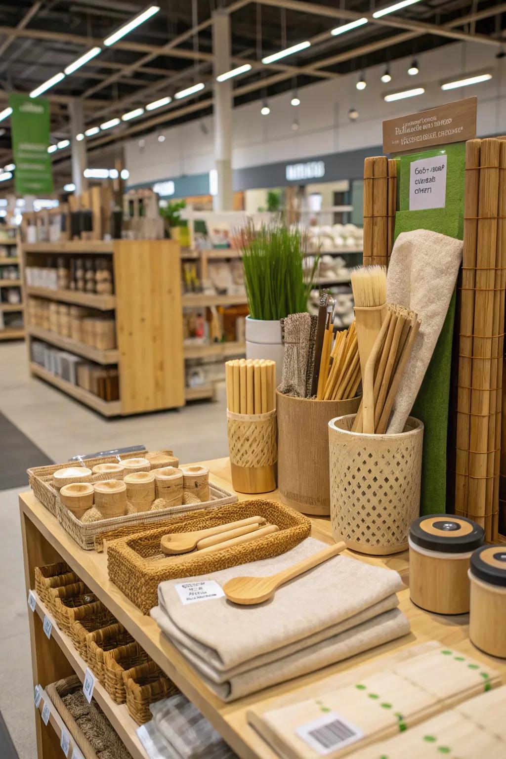 An eco-friendly display incorporating natural materials.