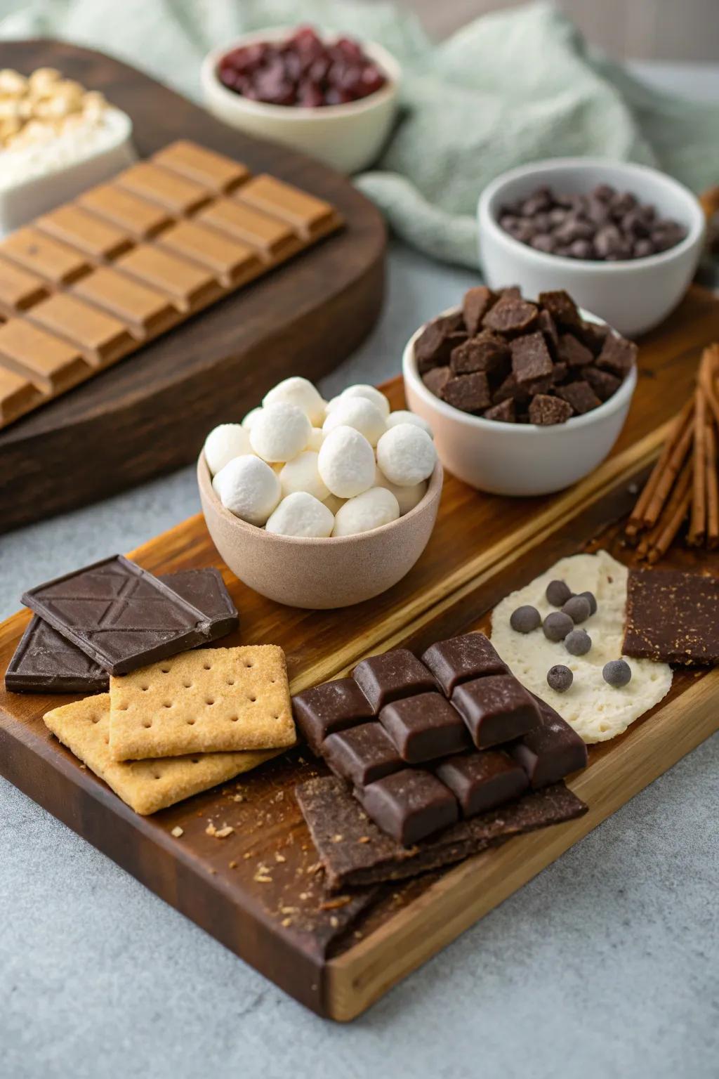 A delightful gourmet s'mores station for sweet treats.