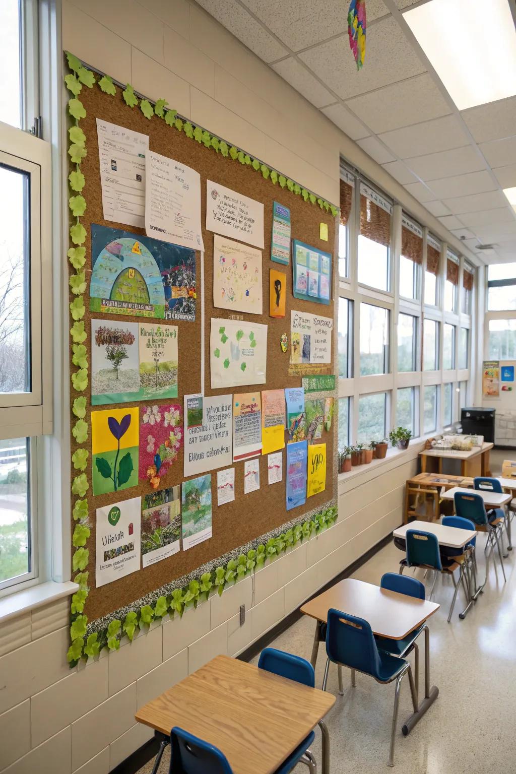 Sustainable bulletin board crafted from recycled materials.