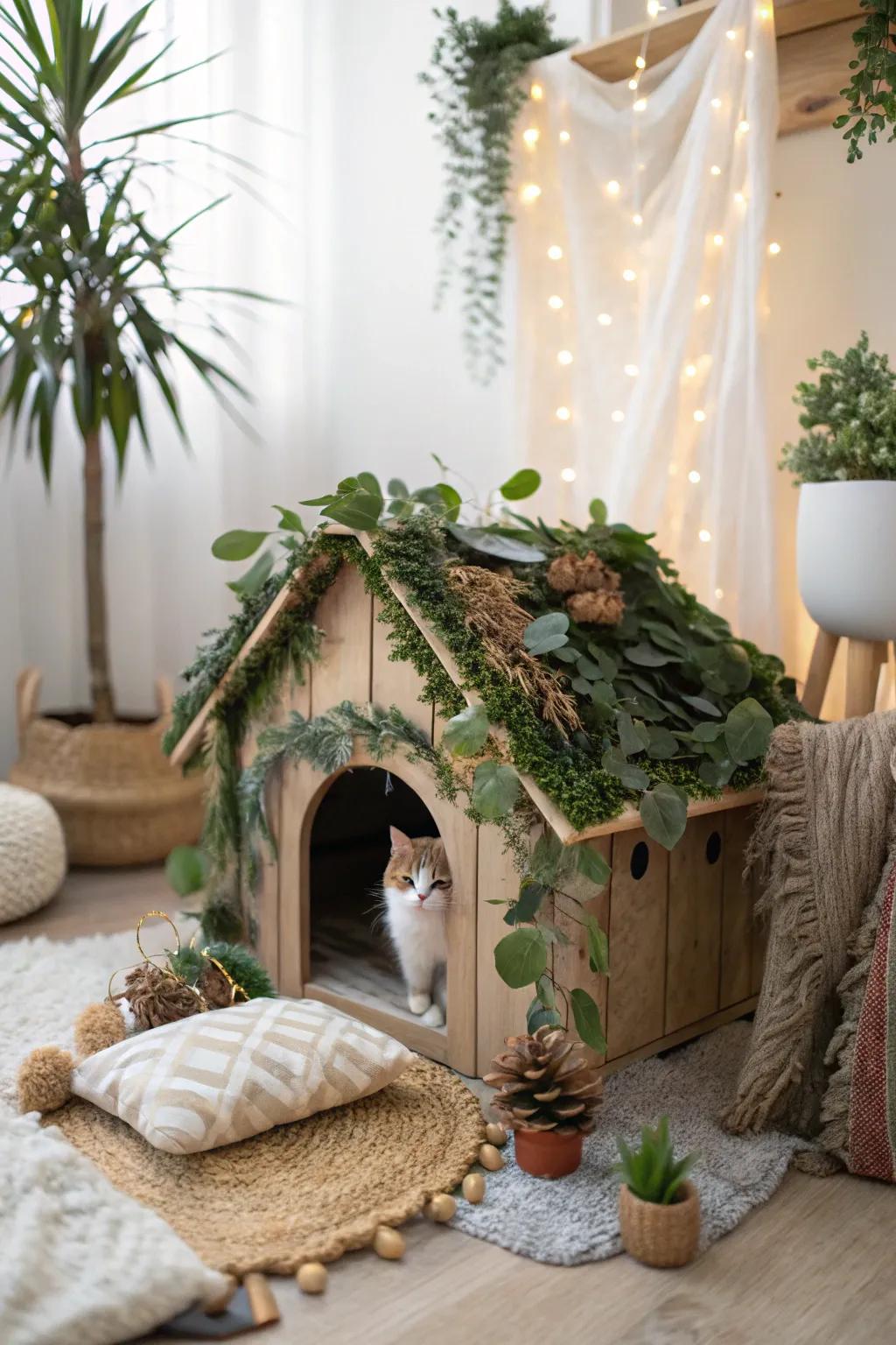 A plant-inspired shelter offering a touch of whimsy.