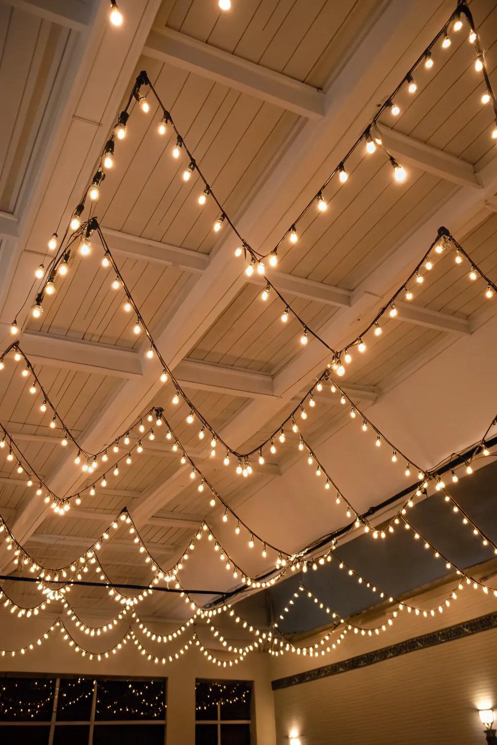 Add a playful touch with a dynamic zig-zag pattern of string lights.