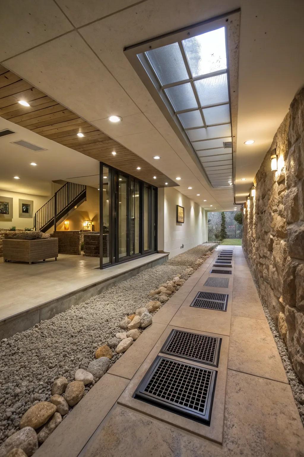 Natural ventilation ensures a fresh and comfortable underground environment.