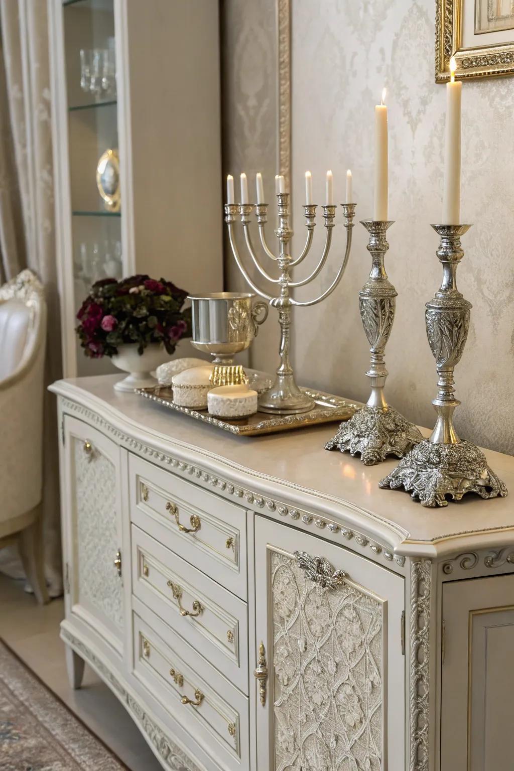 An elegant Havdalah set serving as the crown jewel of Jewish decor.