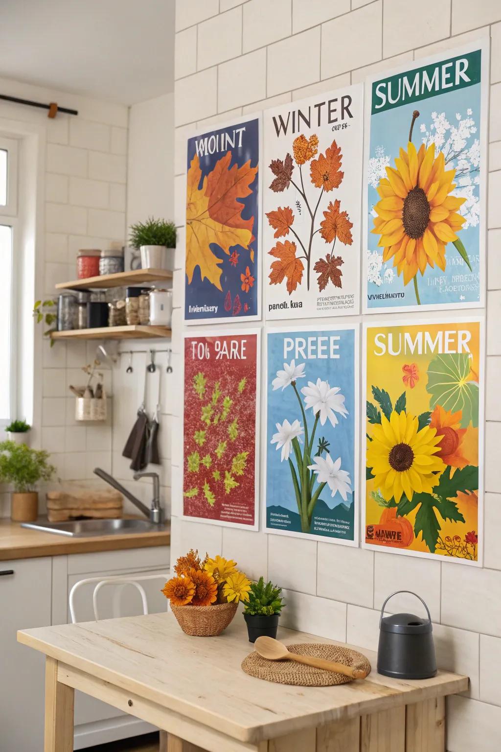 Seasonal themed posters to refresh your kitchen decor.