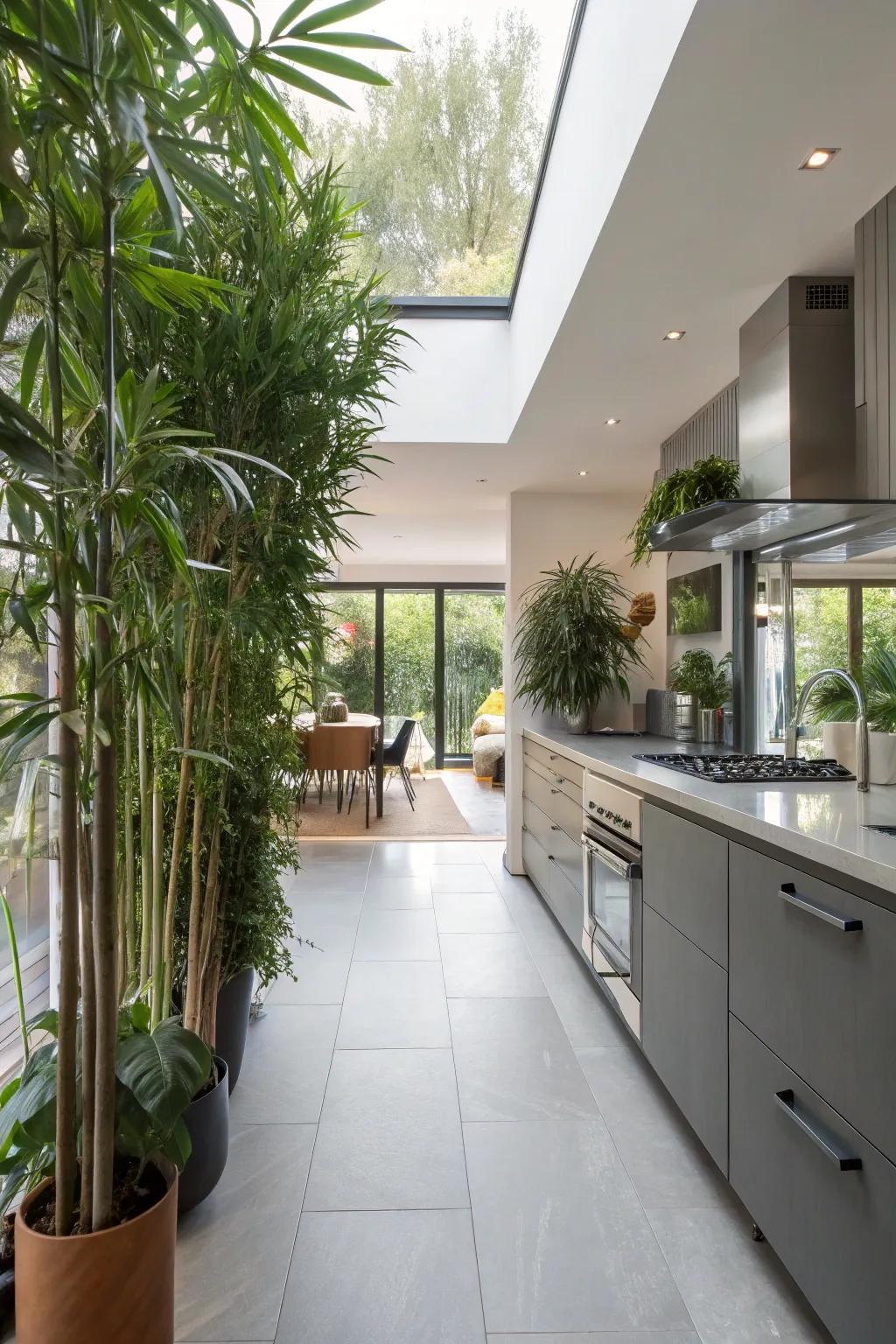 Define spaces with tall plants as natural dividers.