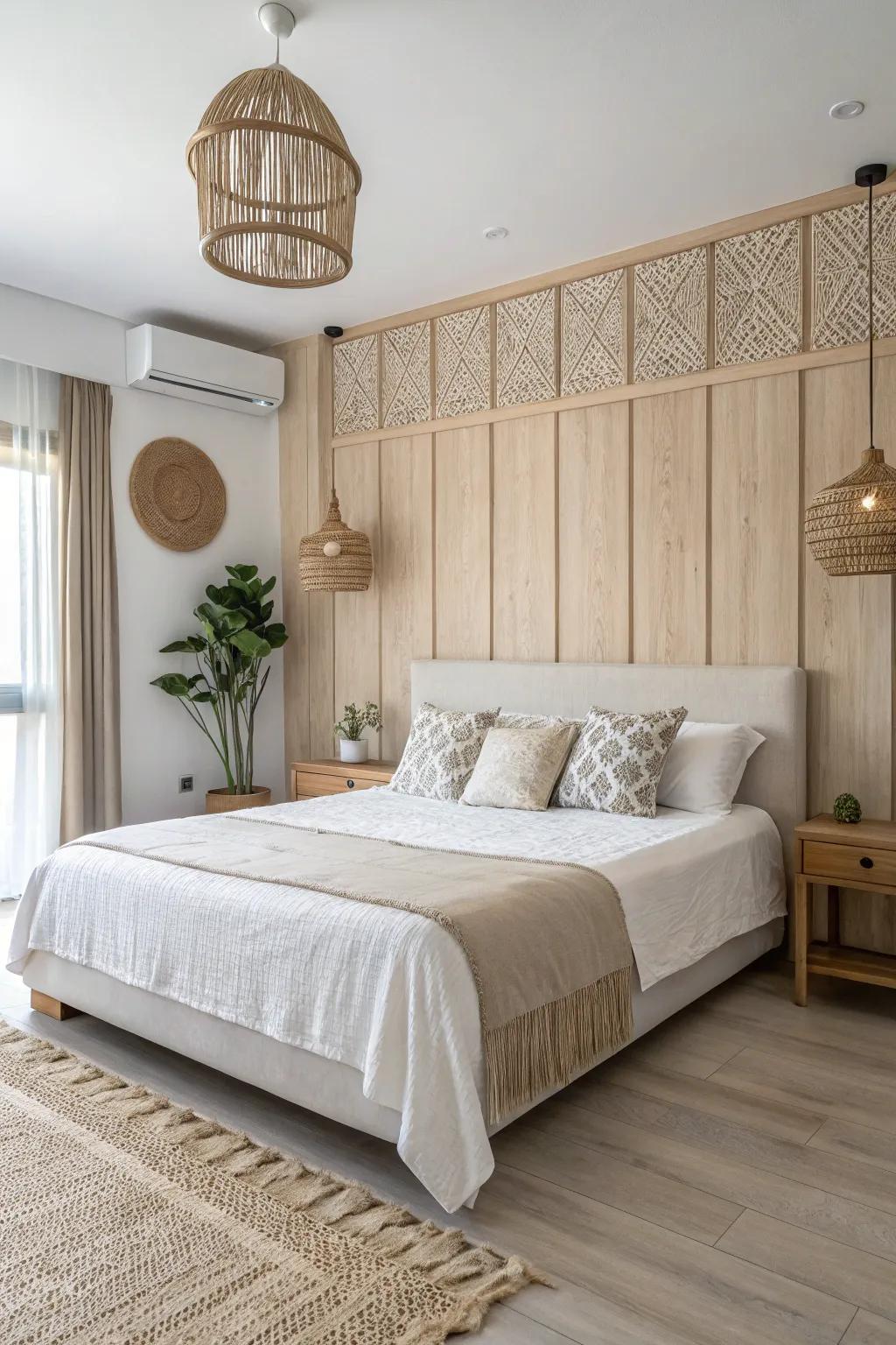 Scandinavian simplicity creates a clean and crisp bedroom aesthetic.