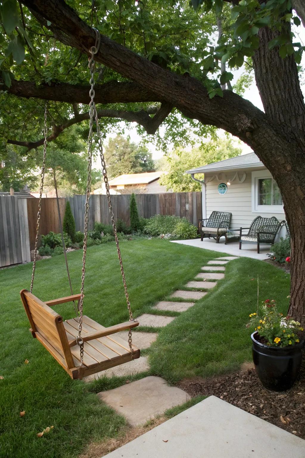 Play elements add fun and functionality for families in the backyard.