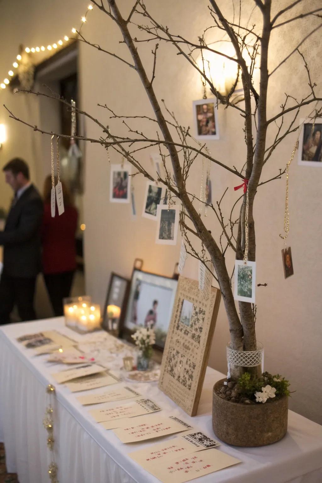 A memory tree invites guests to share their thoughts and memories.