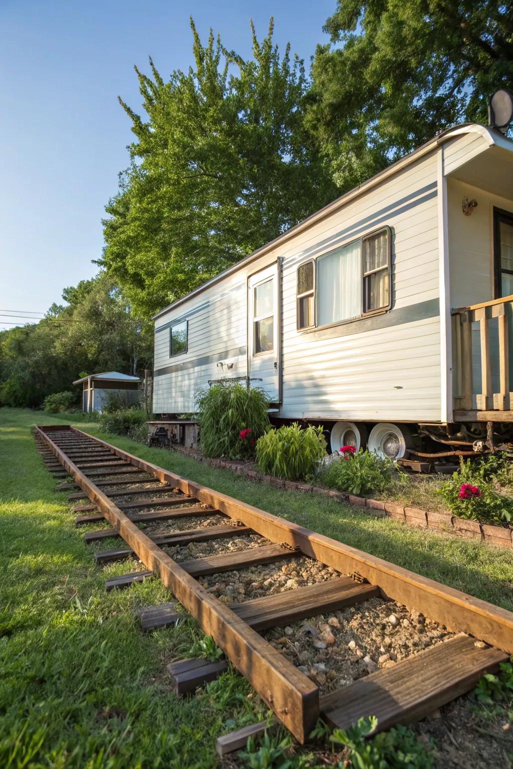 Railroad ties offer a unique and rugged skirting option.