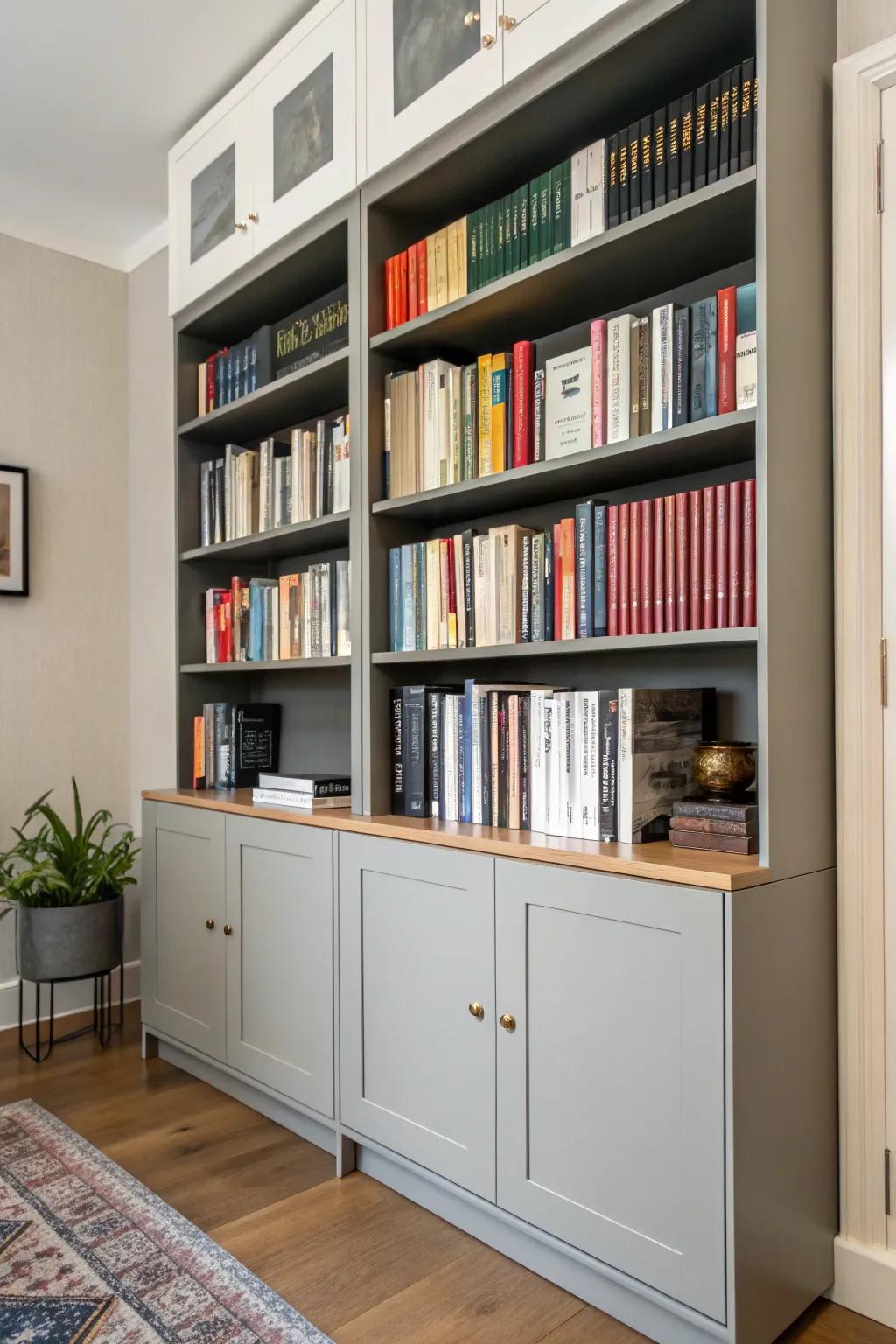 Books add dimension and a touch of class to the hutch.