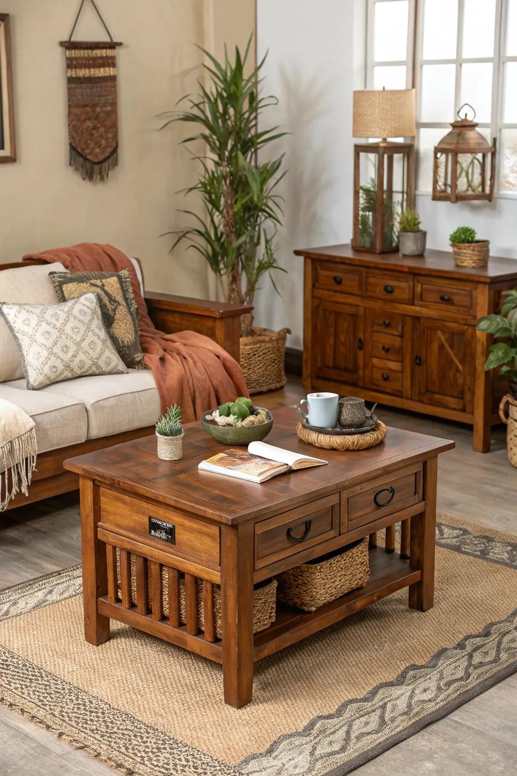 Warm wood tones bring depth and a natural feel.