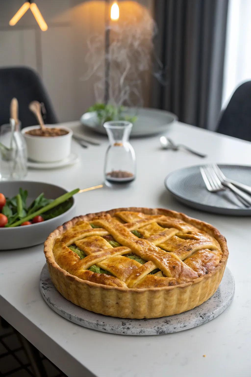 Curried veggie pot pie: A spicy and flavorful main course.