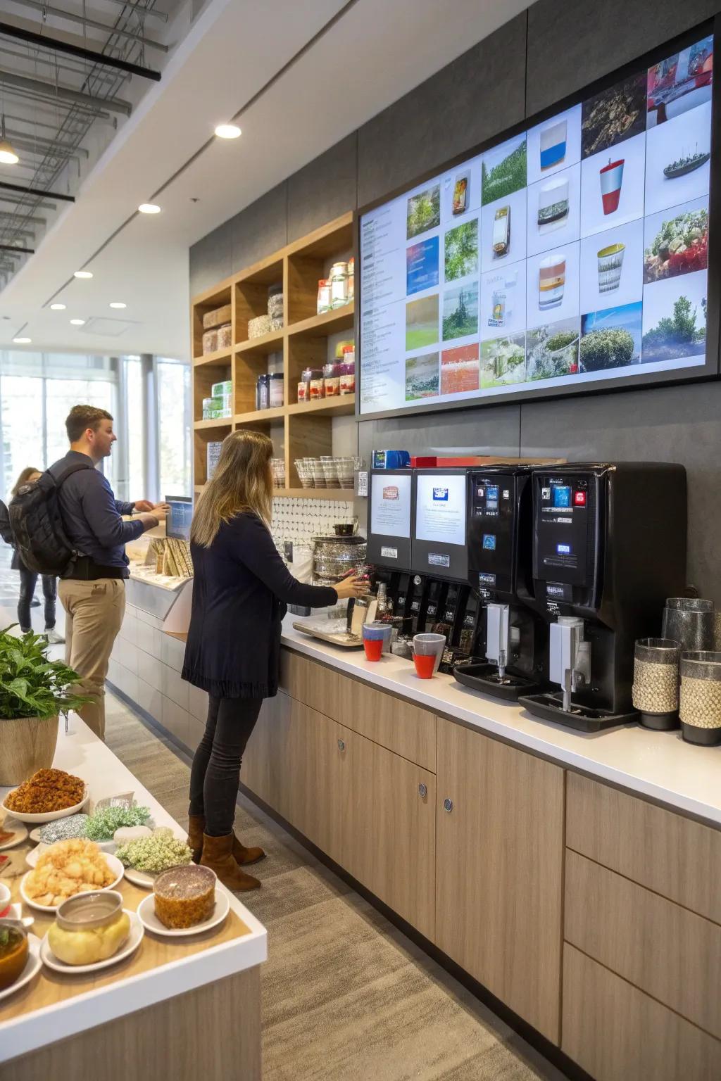 An interactive coffee wall encourages community and sharing.