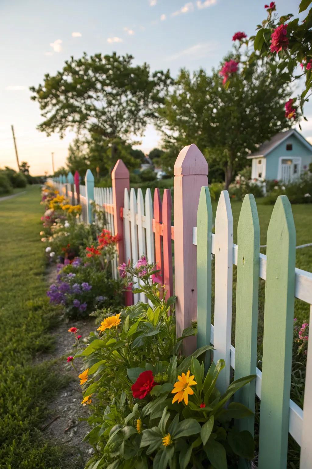 Add whimsy with uniquely shaped picket fences.