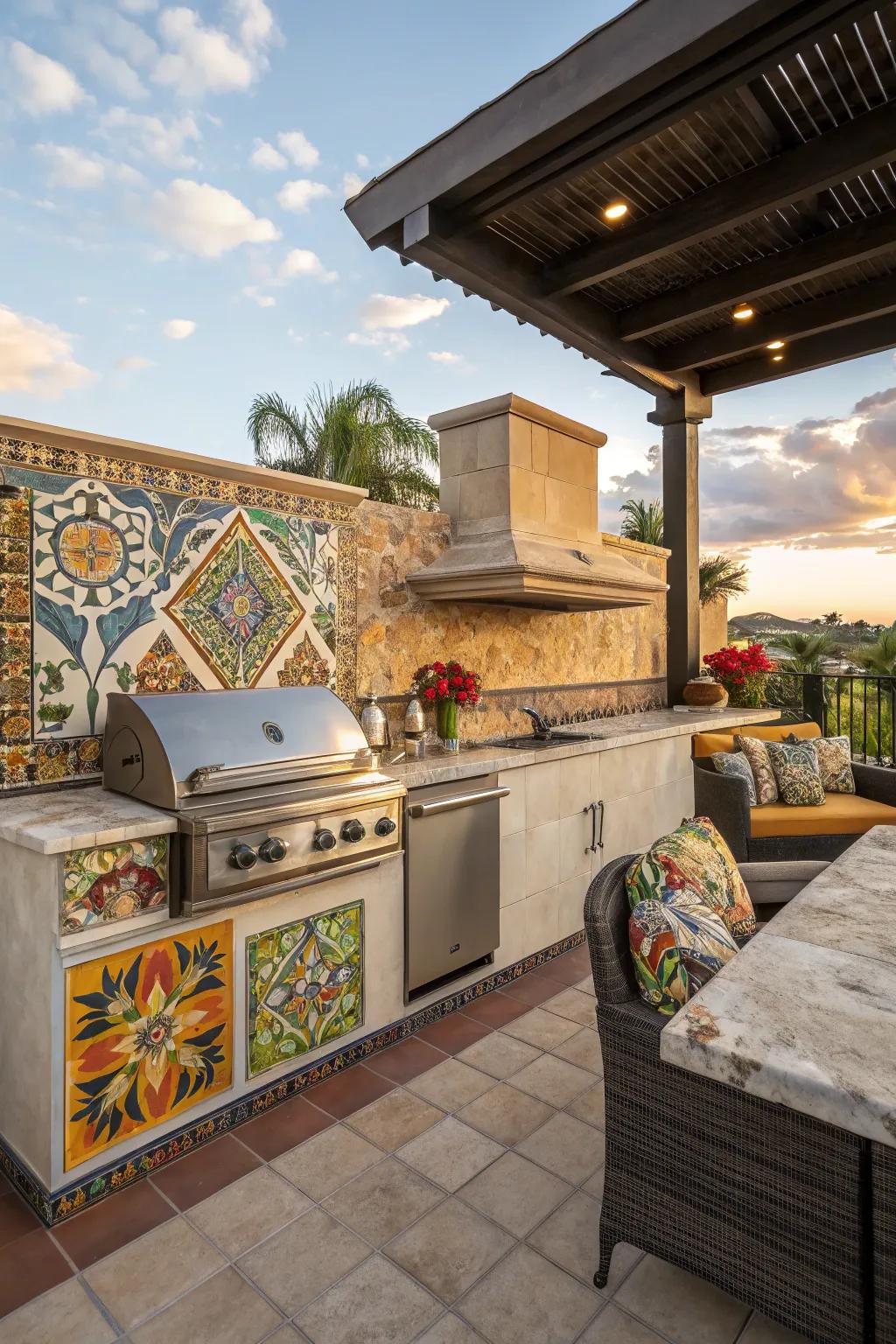 A creative backsplash adds a splash of color to your kitchen.