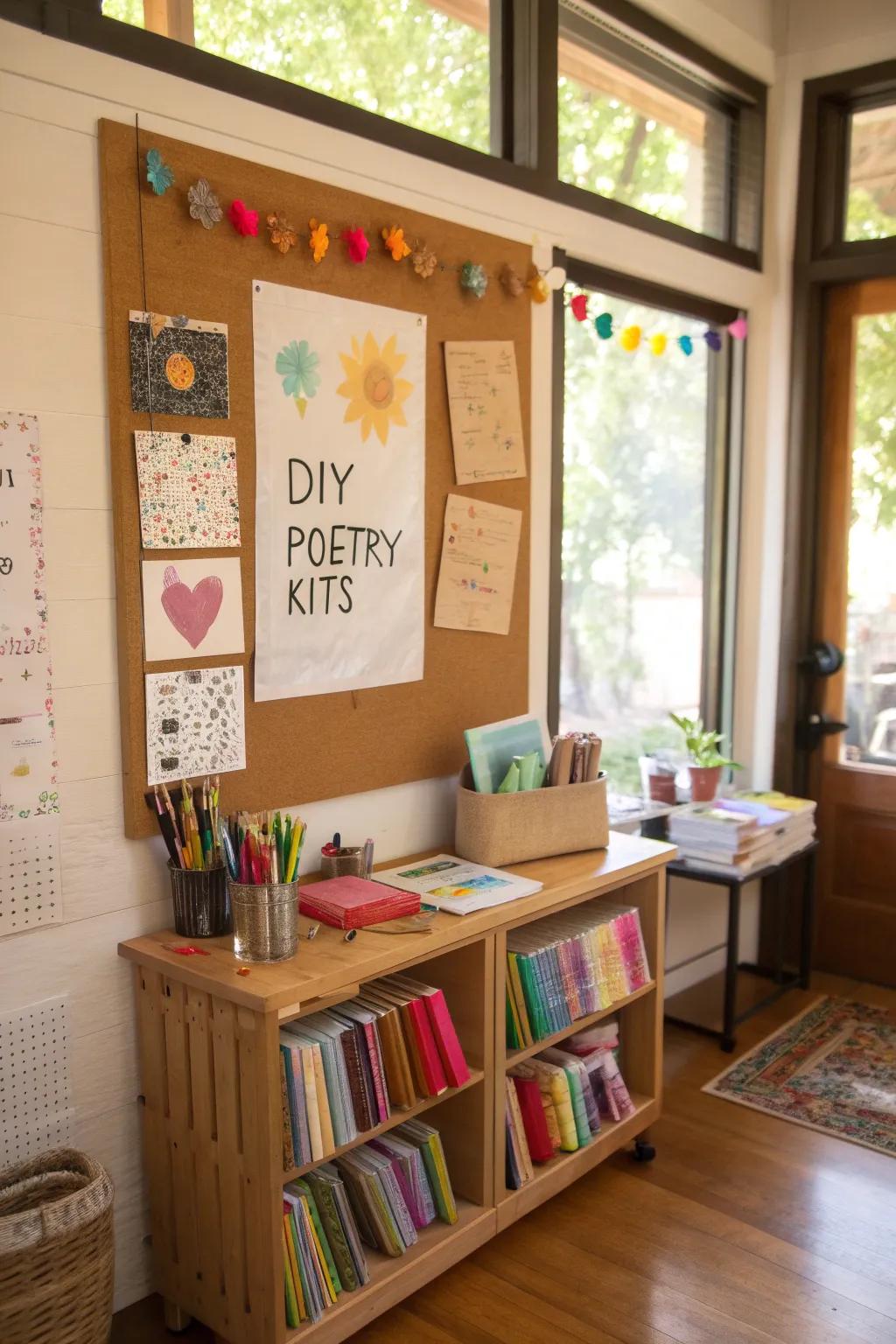 Encourage creativity with take-home poetry kits.