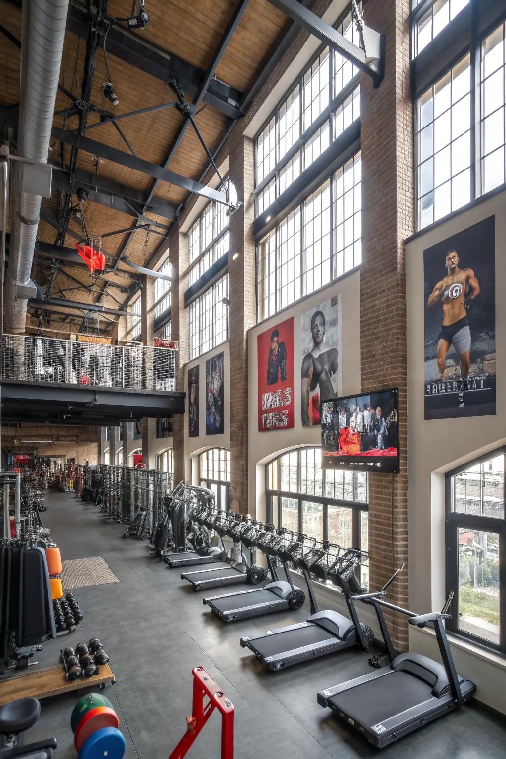 A well-equipped loft gym that encourages a healthy lifestyle.