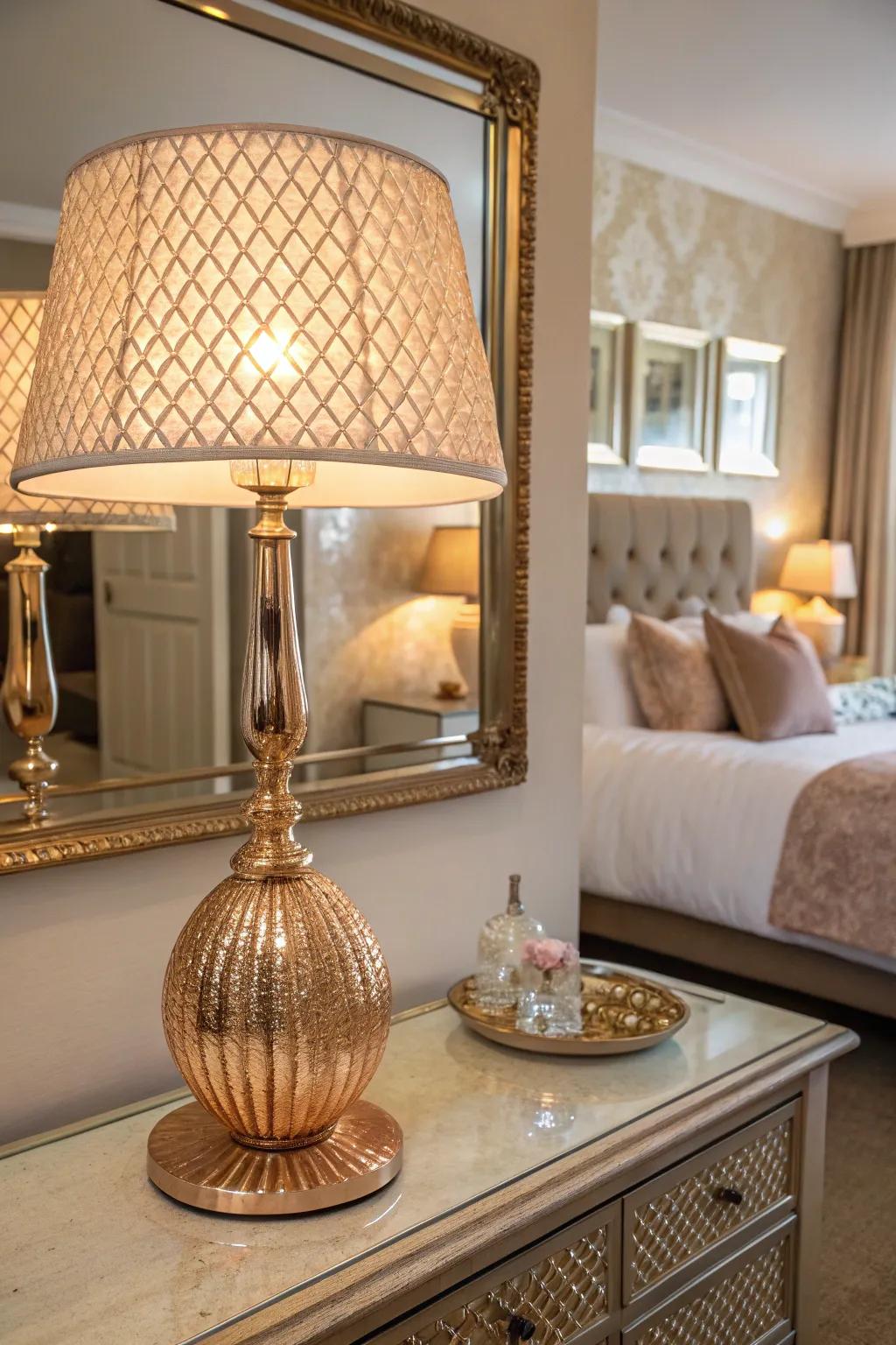 Lamp and mirror duo for a stylish rose gold touch.