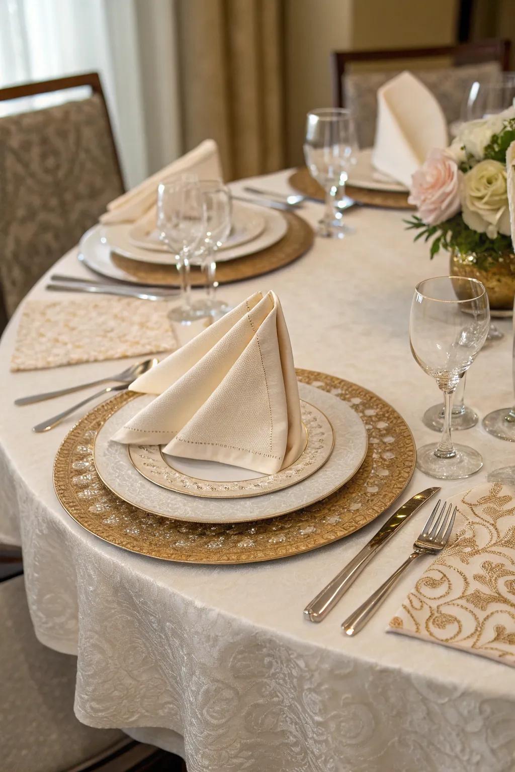 Layered napkins add dimension and style.