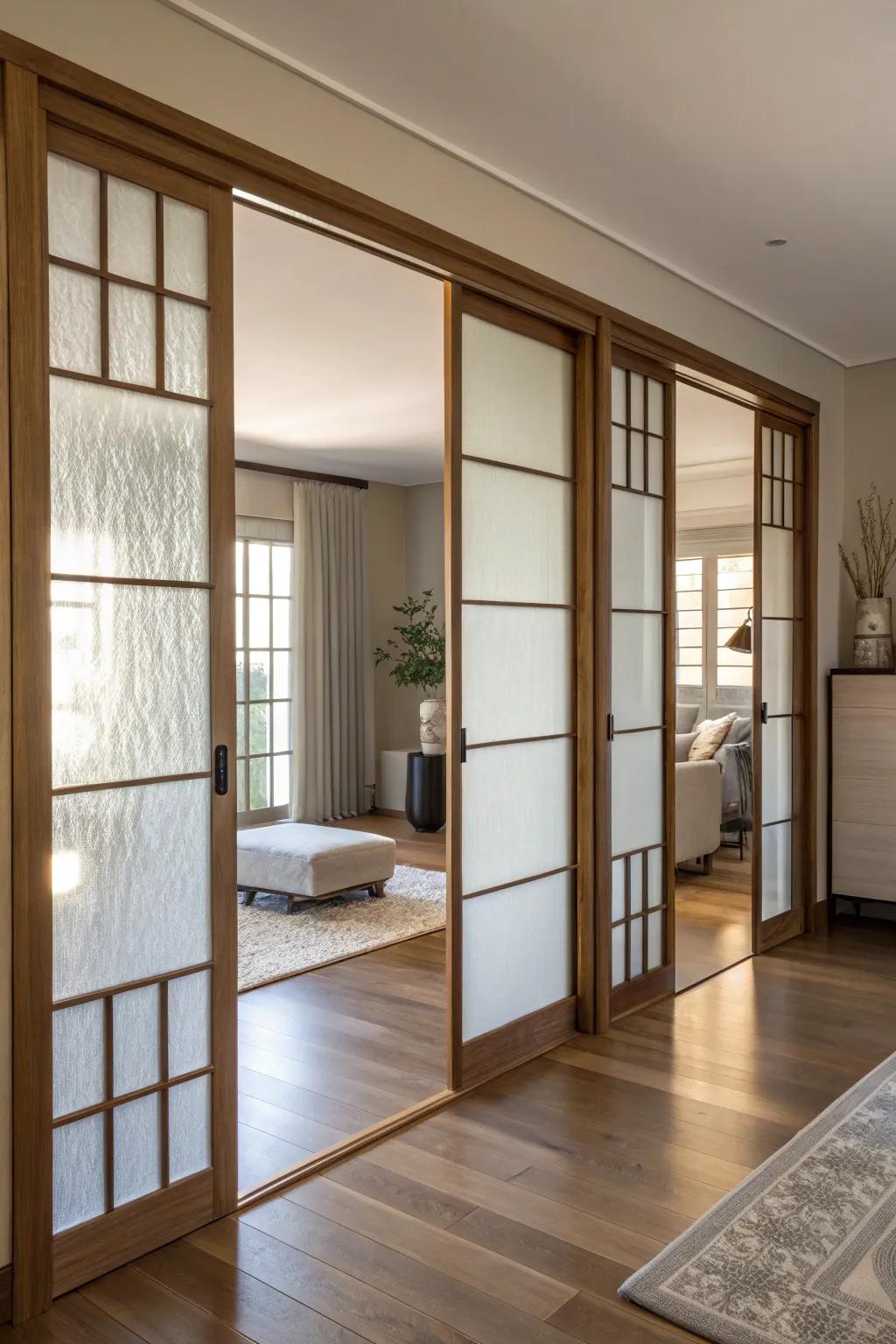 Sliding doors add privacy and style.