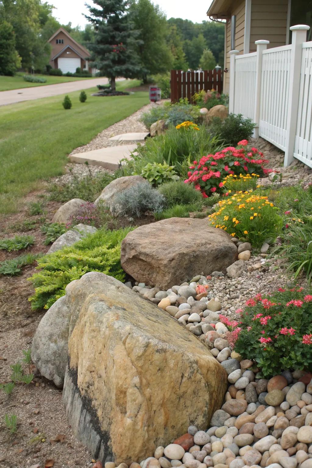 Rocks add texture and structure to a garden.