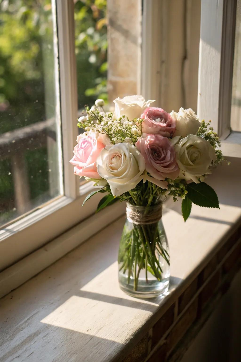 A petite posy of mini roses for a dainty touch.