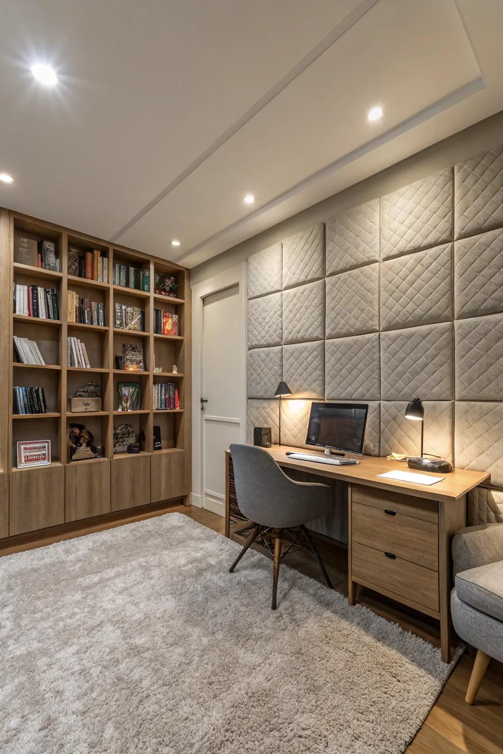 Sound-absorbing materials reduce distractions and enhance focus.