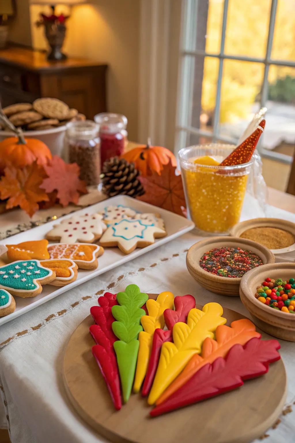 A delightful assortment of decorated cookies from a Thanksgiving contest.