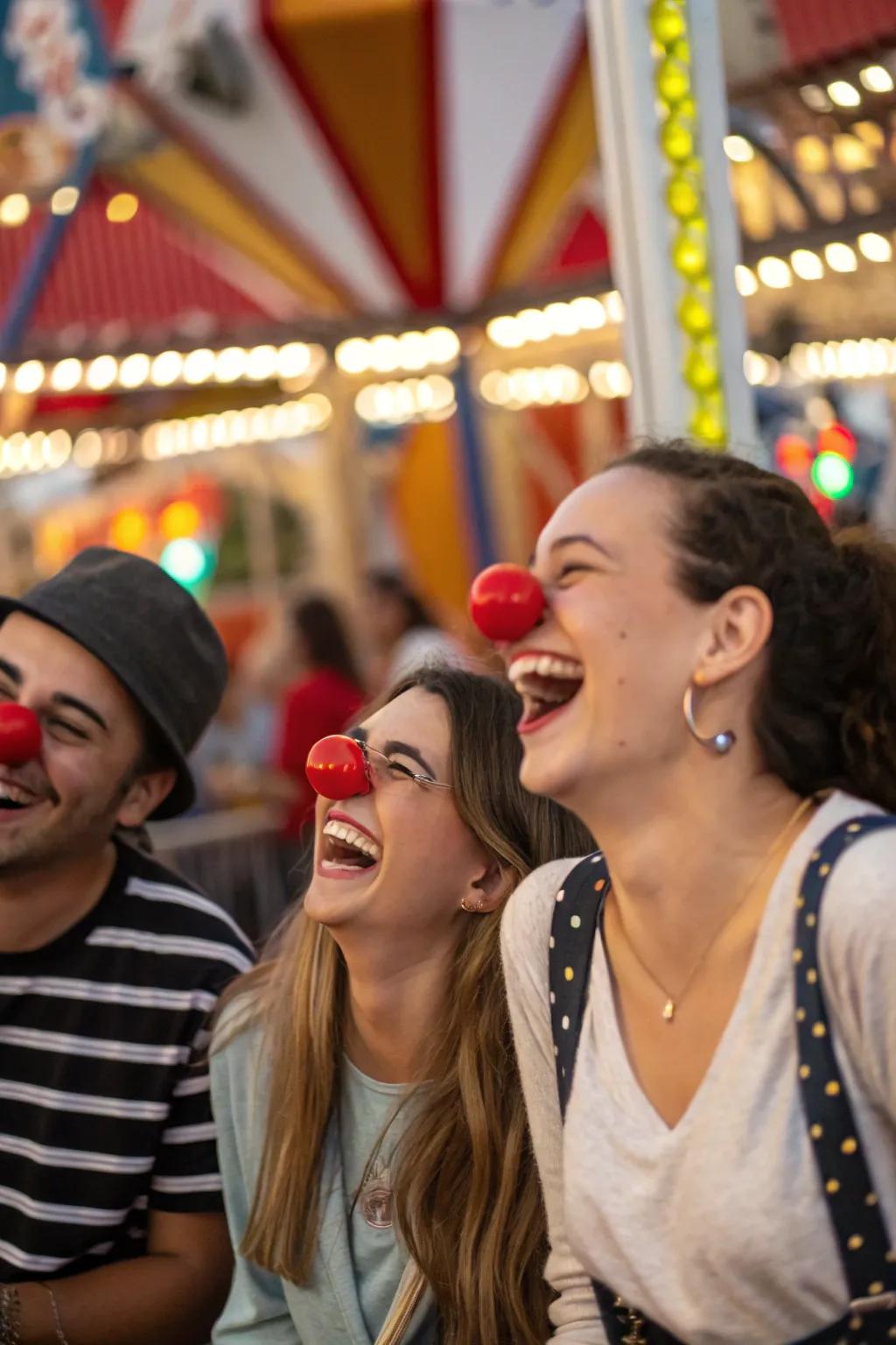 Clown noses are a playful touch for guests.