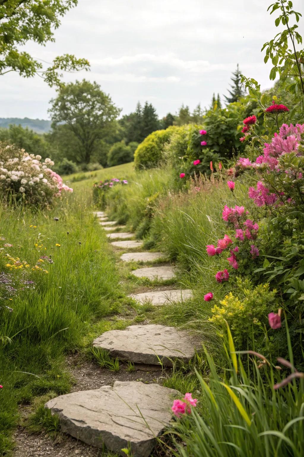 Stepping-stone paths offer a casual and flexible approach to garden design.