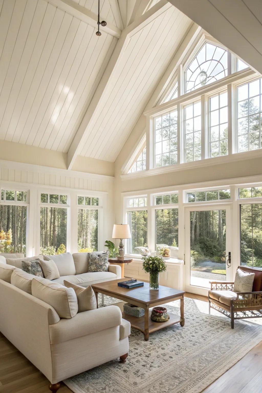 Light colors enhance natural light, creating an airy space.