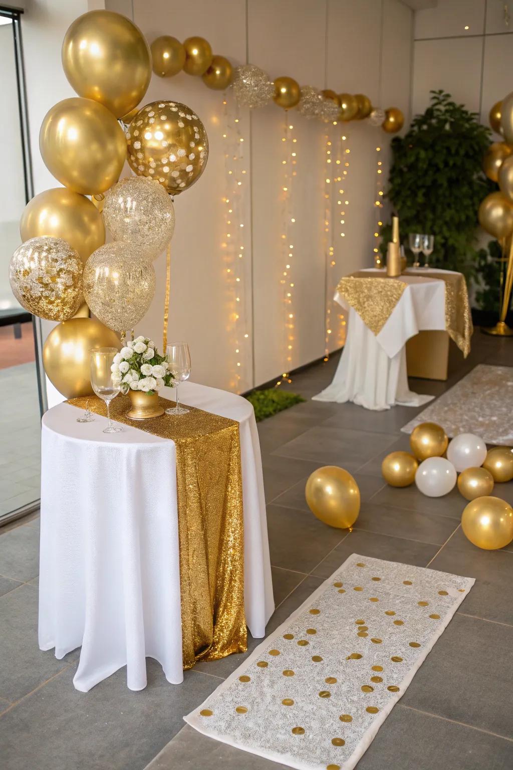 Gold accents bring a touch of luxury to your Vegas-themed party.