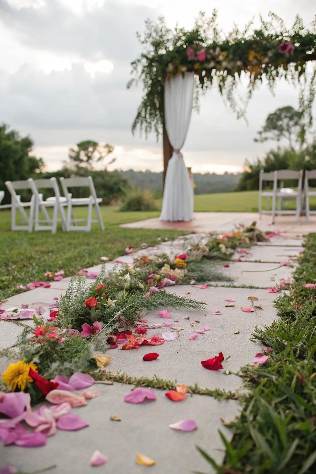 An eco-friendly exit toss featuring flower petals and herbs, adding a natural touch to the celebration.