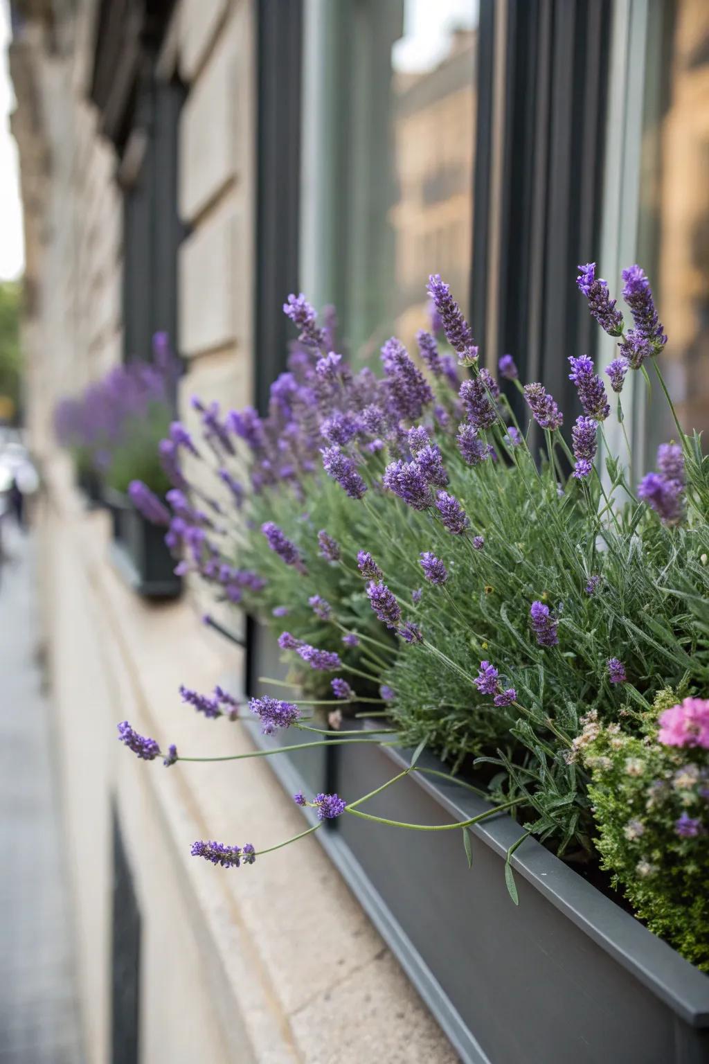 Lavender filling the air with a calming scent.